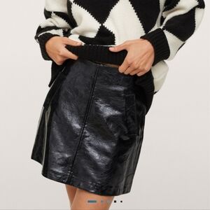Elegant Black Leather Skirt by Mango (Size M, New)